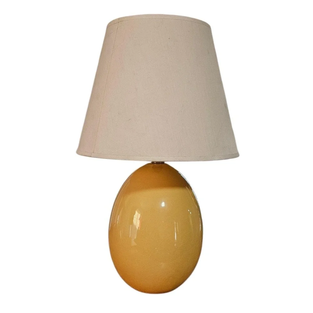 Bellamy Table Lamp Crackle Glaze Egg Shape Ceramic Lamp Mustard Yellow 17
